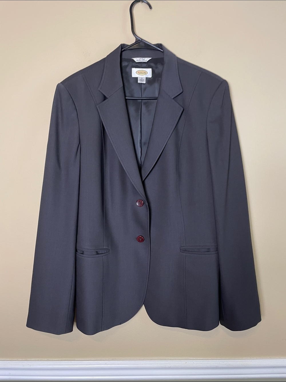 Talbots Women’s Wool Gray 2-Button Blazer Career Office Suit Jacket